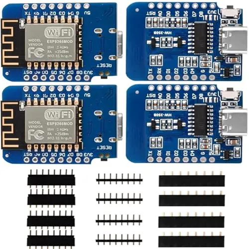 5v D1 ESP8266 Mini Board NodeMCU WiFi ESP8266-12F FT232 WLAN Type C Module 4MBit Flash Memory (Type c) 4 x