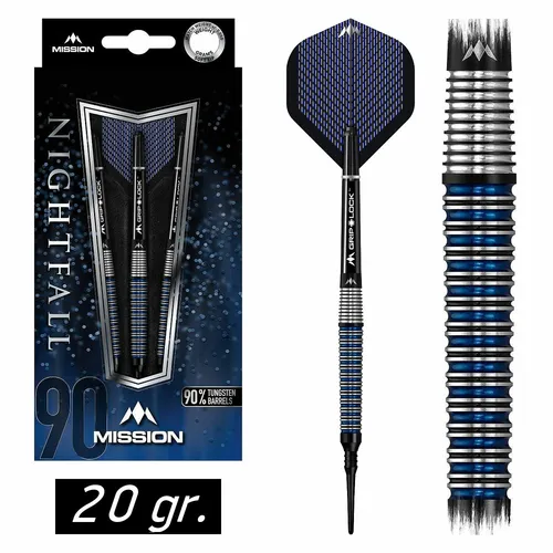 🎯 ✅ MISSION Dart Soft Pfeile Softdarts Softtip 90% Tungsten Darts Nightfall 20g