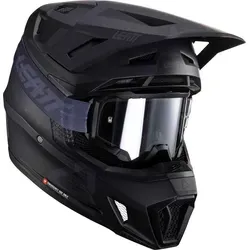 Leatt 7.5 V24 Stripes Motocross Helm mit Brille, schwarz-grau, Größe M - Motorradhelm mit innovativer Technologie zur Reduzierung von Hirnschäden und optimalem Schutz bei Stürzen. Ideal für anspruchsvolle Motocross-Fahrer.