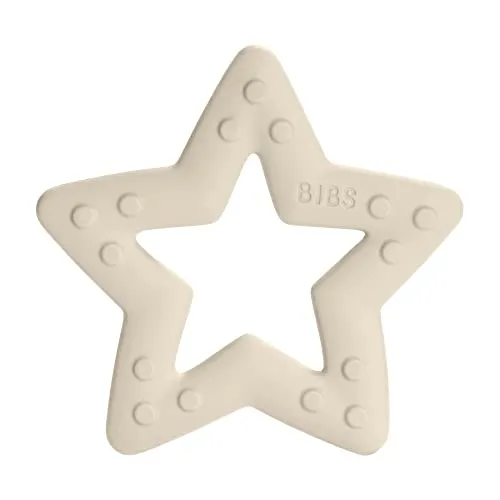 BIBS Baby Bitie Beißring Star, BPA-frei, Lebensmittelecht, Thermoplastisches Polyurethan, Ivory
