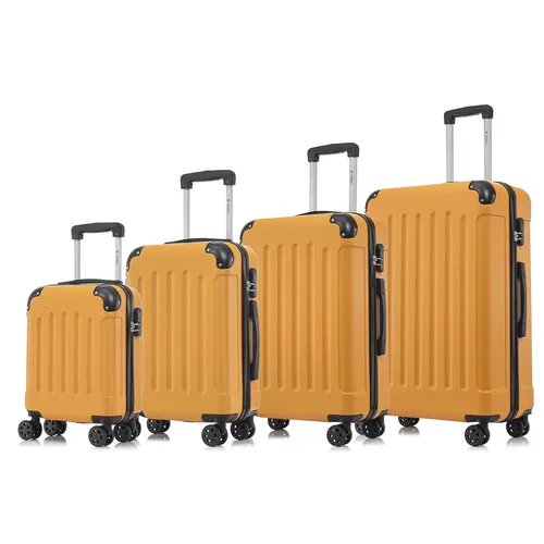 Koffer Suitcase Set - Trolley Reisekoffer in Orange - Praktisches Reisekoffer-Set mit 4 Rollen und Teleskopgriff. Ideal für Reisen, robust und mit integriertem Schloss für Sicherheit.