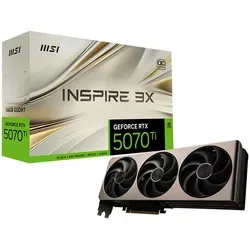 MSI GeForce RTX 5070 Ti Inspire 3X OC 16GB GDDR7 - Grafikkarten mit NVIDIA Blackwell-Architektur, perfektioniert für kreatives Arbeiten und Gaming mit Ray Tracing und DLSS 4 für beeindruckende Grafikqualität.