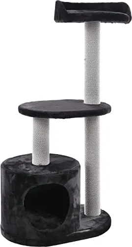 FLAMINGO Kratzbaum Echo Schwarz 48x34x99 cm - Kratzbaum für Katzen, gepolsterte Plattform und einfacher Zusammenbau, ideal für stundenlangen Spiel- und Kletterspaß.