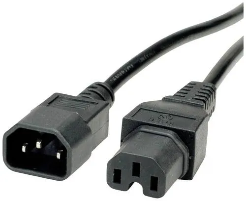 VALUE Netzkabel IEC320/C14 Stecker - C15 Buchse, H05RN-F, schwarz, 3 m