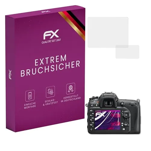 atFoliX Glasfolie kompatibel mit Nikon D7200 Displayfolie, 9H Hybrid-Glass FX Schutzpanzer Folie (1er Set)