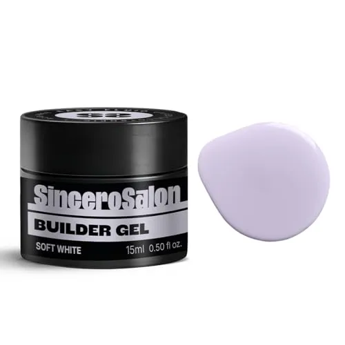 SINCERO SALON Easy Fluid Aufbaugel für Gelnägel - Soft White - TPO-frei - Farbgel für Gelnägel - Ideal UV Gel für Nagelverlängerungen Korrekturen French Manicure - Builder Gel für Nägel 15ml