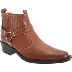 US Brass Herren Eastwood Cowboy-Stiefel DF103 - Braun - 42 EU - Wanderschuhe im Western-Stil, ideal für Outdoor-Abenteuer. Einfach anzuziehen mit kubanischem Absatz und stilvollen Verzierungen.