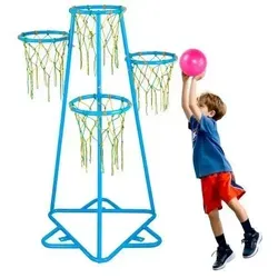 VEVOR Basketballständer für Kinder - Höhenverstellbar und tragbar - Spielzeuge - Ideal für Kinder jeden Alters mit 4 einstellbaren Korbhöhen, fördert körperliche Fitness und Teamarbeit, inklusive 3 Basketbälle für gemeinsamen Spaß.