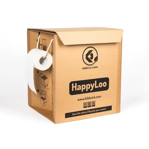 Kildwick HappyLoo Trockentoilette - Leichte und portable Camping-Toilette aus stabilem Karton, ideal für Outdoor-Aktivitäten mit einfacher Handhabung und kompostierbaren Tüten.