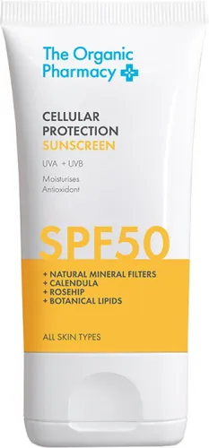 The Organic Pharmacy Cellular Protection Sunscreen SPF 50 - Hochwirksamer Sonnenschutz - Sonnencreme mit mineralischen Filtern für UVA- und UVB-Schutz. Schützt und nährt die Haut mit 83,1 % natürlichen Inhaltsstoffen, ideal auch für empfindliche Haut.