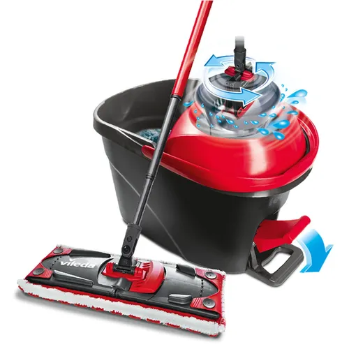 Wischer ULTRAMAX 2in1 TURBO Komplettset - Bodenwischer schwarz rot, ideal für Hartböden und effektive Reinigung von Fliesen, Laminat und Parkett