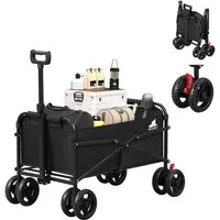 WOLTU 80kg Faltbarer Bollerwagen mit Bremsen - Robuster Handwagen mit Doppelrädern, ideal für Garten und Outdoor-Aktivitäten, trägt bis zu 80kg.