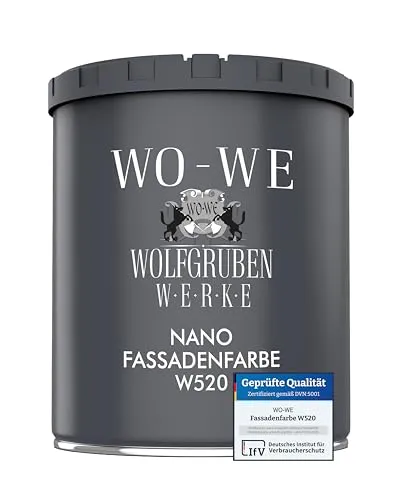 WO-WE Nano Fassadenfarbe W520 Wandfarbe für Außen Mauer Fassade Silbergrau - 750ml