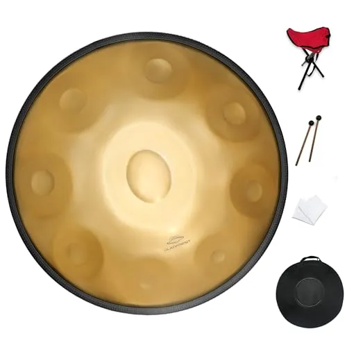 GLADFRESIT 22-inch 9-Note 432Hz D Minor (GOLD Performer) - Includes Stand, Bag, 2 Beaters & Dust Cloth