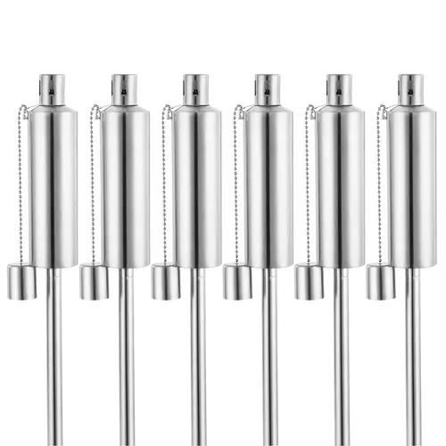 Gardebruk Gartenfackel 6er Set - Edelstahl Fackellampen für Außen - Elegante Gartenfackeln aus rostfreiem Edelstahl mit 330 ml Volumen für extra lange Brenndauer. Perfekt für stimmungsvolle Abende im Garten, auf der Terrasse oder beim Grillen.