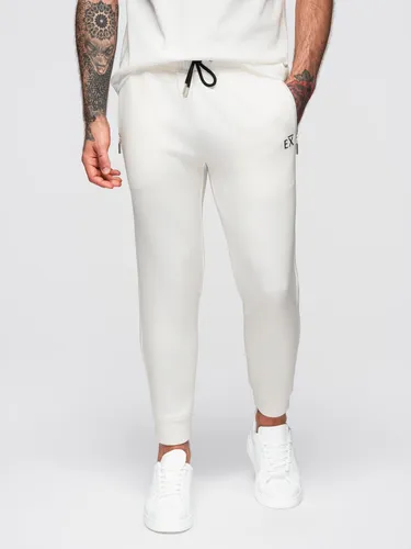 Ombre Clothing Herren-Jogginghosen Tezy in Weiß, Größe M - Modische Herren-Jogginghose aus der Ombre Eximio Kollektion, ideal für Komfort und Stil. Mit elastischem Bund, Reißverschlusstaschen und sportlichem Design für jeden Tag.