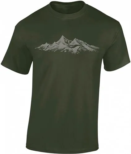 Baddery Wander T-Shirt Herren - „Alpengipfel“ (Army L)