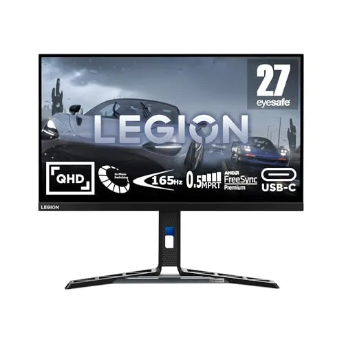 Lenovo 27" Legion Y27H-30 - QHD Gaming Monitor, 2560x1440 Auflösung, 180Hz, IPS Panel und USB 3.2 HUB für flüssiges Gameplay