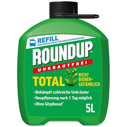 Roundup 3 L Unkrautfrei Total - Anwendungsfertig für effektive Unkrautbekämpfung - Dünger für Blumenbeete, Gemüsebeete und Gewächshäuser. Biologisch abbaubar und sofort einsatzbereit - ideal für eine mühelose Unkrautbekämpfung.