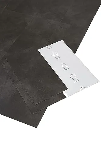 misento Vinylboden selbstklebend – 24 Fliesen in Anthrazit - PVC-Bodenbelag, wasserabweisend und ideal für Küche, Bad & Waschkeller. Schnell und einfach zu verlegen dank selbstklebender Rückseite – für eine pflegeleichte und strapazierfähige Lösung.