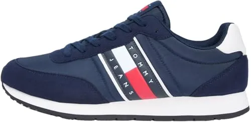 Tommy Jeans Herren TJM Classic Runner EM0EM01709 Low-Top – Blau Dunkel-Nacht Navy, Größe 45 EU - Stylische Low-Top-Schuhe von Tommy Jeans, ideal für lässige Outfits und den täglichen Gebrauch. Hoher Tragekomfort und modernes Design.