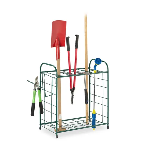 Gartengerätehalter - Geräteständer Gartenregal grün - Geräteständer & Werkzeugregale, stabiler Gartenwerkzeughalter aus Stahl mit 10 kg Tragkraft, ideal zur optimalen Aufbewahrung Ihrer Gartengeräte.