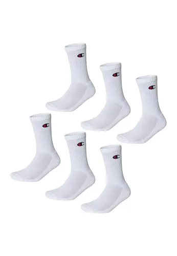 Champion Unisex Socks Basics 6pk Crew Füßlinge, Weiß, 27-30 EU