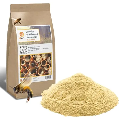 BEESI Lehmpulver für Wildbienen - 2000 g für Niströhren und Insektenhotel - Ideal für den Bau von Niströhren und als Füllmaterial für Bienenhotels. Mit diesem natürlichen Baumaterial unterstützen Sie Wildbienen und fördern deren Lebensraum.