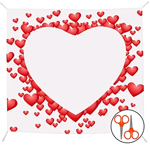 Belle Vous Hochzeitsherz zum Ausschneiden - Dekoration für Brautpaare mit Scheren - Hochwertiges Hochzeitsherz aus weichem Polyester mit roten Herzmotiven. Ideal für Hochzeitsspiele und kreative Foto-Hintergründe. Inkl. 2 Scheren für unvergessliche Momente!