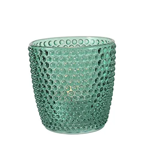 Boltze Windlicht Set Marilu 4-teilig (petrol, Deko-Gläser für Kerzen / Teelichter, Kerzenständer ø 8 cm, verschiedene Muster, Form rund, Teelichthalter) 1020524