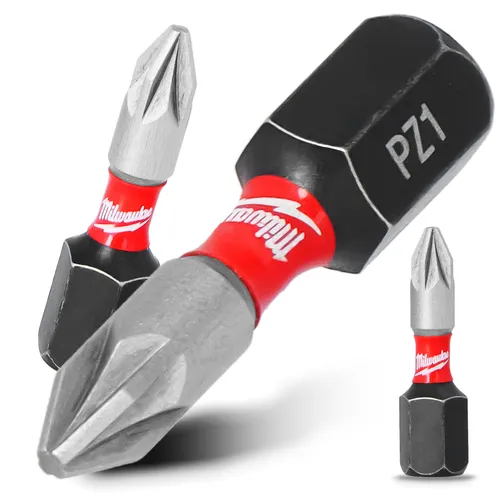 Magnetisch Bit PZ1 25 mm Pozidriv Stahl Schraubendreher MILWAUKEE Magnetbit Kurz