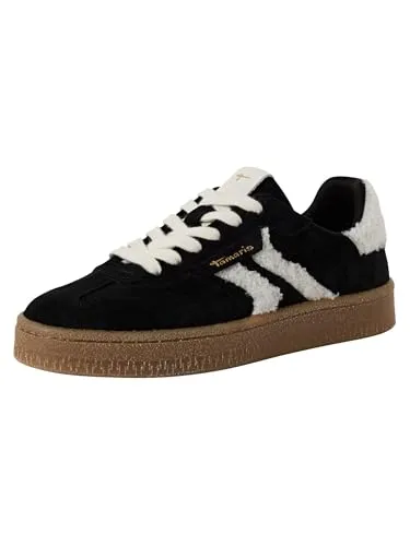 Tamaris Damen 1-23723-44 Sneaker, Black/FUR, 41 EU - Damen-Sneaker mit Wechselfußbett für optimalen Tragekomfort und rutschfester Sohle für Sicherheit. Modernes Design mit Kroko-Prägung – ideal für urbanen Chic im Alltag.