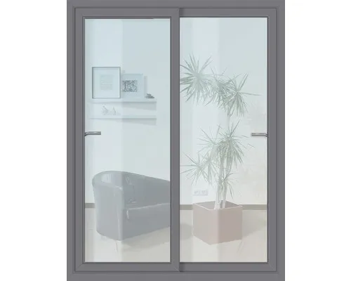 Schiebetür Kunststoff anthrazit mit ESG 3000x2100 mm