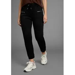 Damen Jerseyhose BRUNO BANANI, Gr. 38, schwarz - Stoffhosen. Bequeme, figurbetonte Jerseyhose aus Milano Rib für viel Bewegungsfreiheit. Ideal für coole Freizeit-Outfits und perfekt kombinierbar.