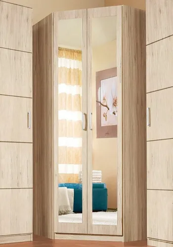 Eckkleiderschrank PRIESS "Bilbao" - Brauner Kleiderschrank mit Spiegeltüren - Kleiderschränke mit viel Stauraum und pflegeleichter Kunststoffoberfläche, ideal für platzsparende Lösungen in jedem Schlafzimmer.
