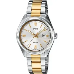 Casio Damen Analog Quarz Armbanduhr LTP 1302PSG 7A - Elegante Damen Armbanduhr mit Quarzwerk, aus beschichtetem Edelstahl, wasserfest bis 50 m und perfekt für jeden Anlass.