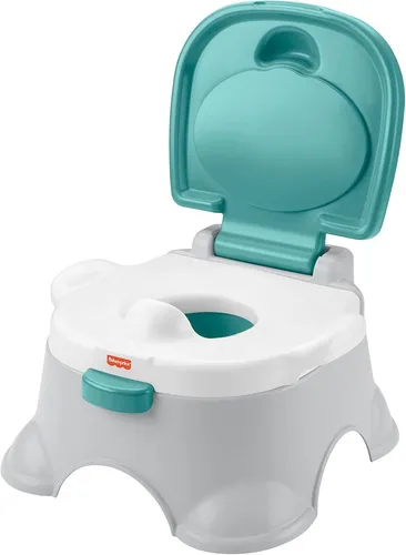 Fisher-Price 3-in-1 Töpfchentrainingsstuhl HPY87 - Töpfchen für Toilettentraining in 3 Stufen mit abnehmbarem Sitzaufsatz und Fußbank. Ideal für Baby und Kleinkinder, leicht zu reinigen und mit rutschfester Basis.