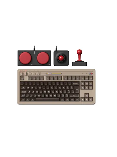 8BitDo Retro Mechanical Keyboard - C64 Edition - Tastatur im Retro-Design, kompatibel mit Windows und Android. Genießen Sie die Dual-Super-Tasten für individuelle Programmierung und Hot-Swap-fähige PCB für einfache Anpassungen.