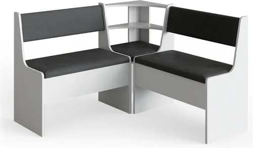 Vicco Eckbankgruppe Roman Weiß 120x120cm - Essgruppe mit kratzfester Melaminharzbeschichtung, pflegeleicht und mit beidseitig montierbaren Sitzbänken für zusätzlichen Stauraum.