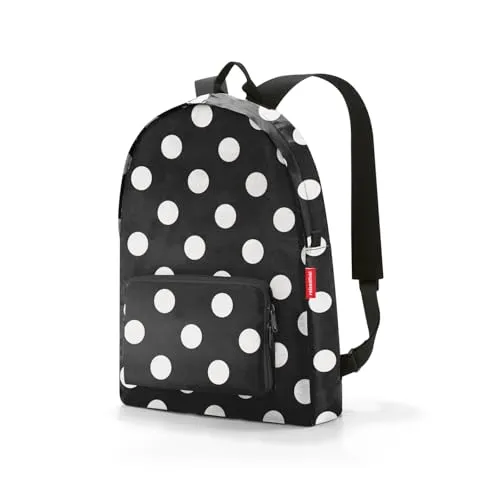 reisenthel mini maxi Rucksack Dots White - Faltbarer, wasserabweisender Rucksack - Kompakter Rucksack mit 14l Volumen, ideal für unterwegs. Praktisch faltbar und aus recyceltem Material, bietet er eine durchdachte Gewichtsverteilung und bleibt immer einsatzbereit.