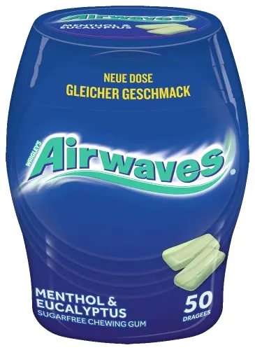 Airwaves Kaugummi Menthol & Eucalyptus, Zuckerfrei, blau, 1 Dose (1 x 50 Dragees)