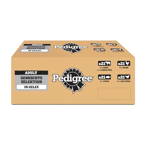 PEDIGREE DOGCARE Hundefutter Portionsbeutel Chunks in Gelee Adult 84 x 100g