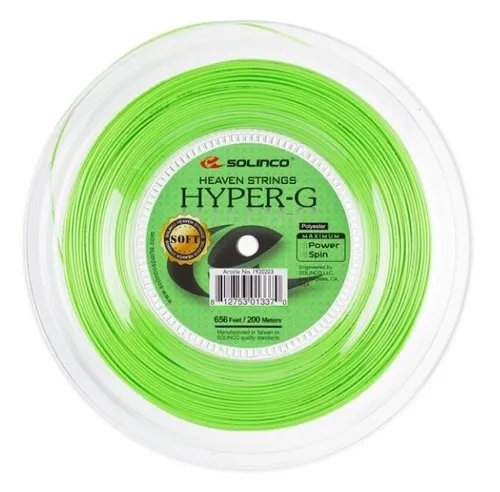 Solinco Hyper-G Weiche Saitenrolle (18) - Tennis-Saiten in Grün - Hochleistungs-Co-Polyester-Tennissaite mit verbesserter Kontrolle und Spielbarkeit. Ideal für präzises Spin-Spiel und längere Spannungshaltung – perfekt für ambitionierte Spieler.