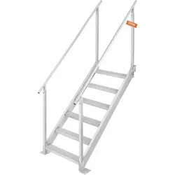 VEVOR 6-stufige Badeleiter mit zwei Handläufen - Leiter für Boote mit rutschfesten Pedalen und doppelten Handläufen für mehr Sicherheit. Ideal für Häfen und Schwimmbäder, 250 kg Tragfähigkeit und korrosionsbeständig.