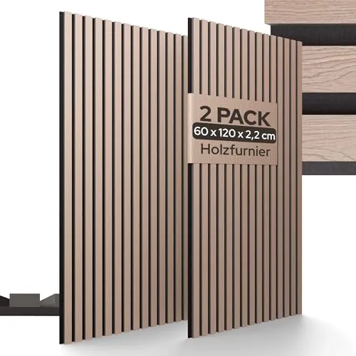 Arebos Akustikplatte 2er Set – Zuschneidbar und Modern - Schallabsorbierende Akustikpaneele von AREBOS für eine verbesserte Raumakustik. Einfache Montage, elegantes Echtholzfurnier in zwei Farben und vielseitig kombinierbar – ideal für jedes Wohn- oder Arbeitsumfeld.