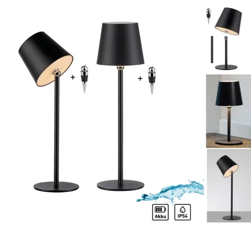 JUST LIGHT LED Tischleuchte "BOTERIA" - 2er Set, schwarz, dimmbar & mobil - Entdecken Sie die vielseitige JUST LIGHT LED Tischleuchte BOTERIA im praktischen 2er Set. Ideal für drinnen und draußen, ist sie akkubetrieben, dimmbar und bietet durch den Flaschenaufsatz kreative Gestaltungsmöglichkeiten.
