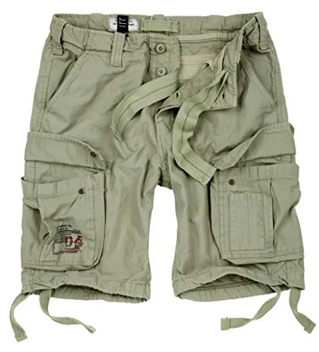 Surplus Raw Vintage Airborne Herren Cargo Shorts 7XL - Oliv Light - Die Surplus Cargo Shorts aus 100% Baumwolle sind ideal für den Sommer. Sie bieten viel Bewegungsfreiheit, sind robust und stylisch. Mit zahlreichen Taschen und in Übergröße bis 7XL, sind sie perfekt für jede Gelegenheit.
