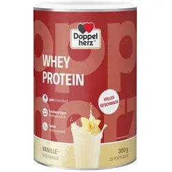 Doppelherz Whey Protein Vanille-Geschmack Pulver - Sportnahrung mit hochwertigem Molkenproteinkonzentrat, ideal für aktive Menschen. Schmeckt lecker und unterstützt Muskelaufbau sowie -erhalt.