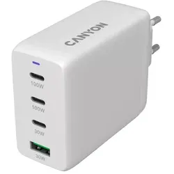 CANYON CU100ACC GaN 100W Ladegerät, 3xPD & 1xQC - EU-Wandladegerät mit 100W Leistung, ideal für schnelles Laden mehrerer Geräte gleichzeitig.