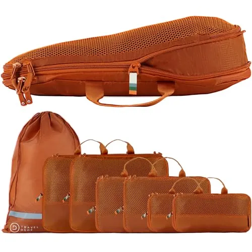 TRAVEL DUDE Kofferorganizer - Nachhaltige Kofferorganizer aus recycelten Plastikflaschen, ultraleicht mit Kompressionsfunktion und einem praktischen Nassfach für optimalen Platz im Gepäck.